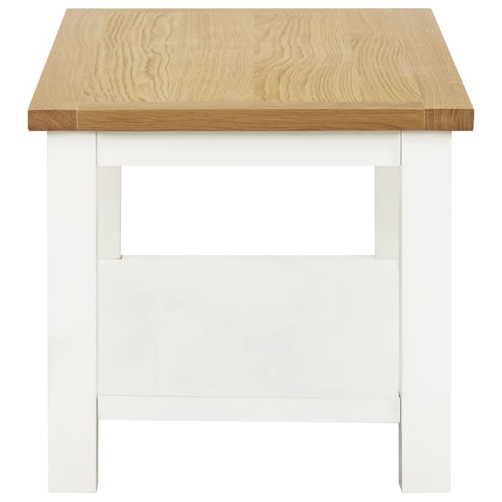 Mesa De Centro De Madera Maciza De Roble 110x55x40 Cm_1