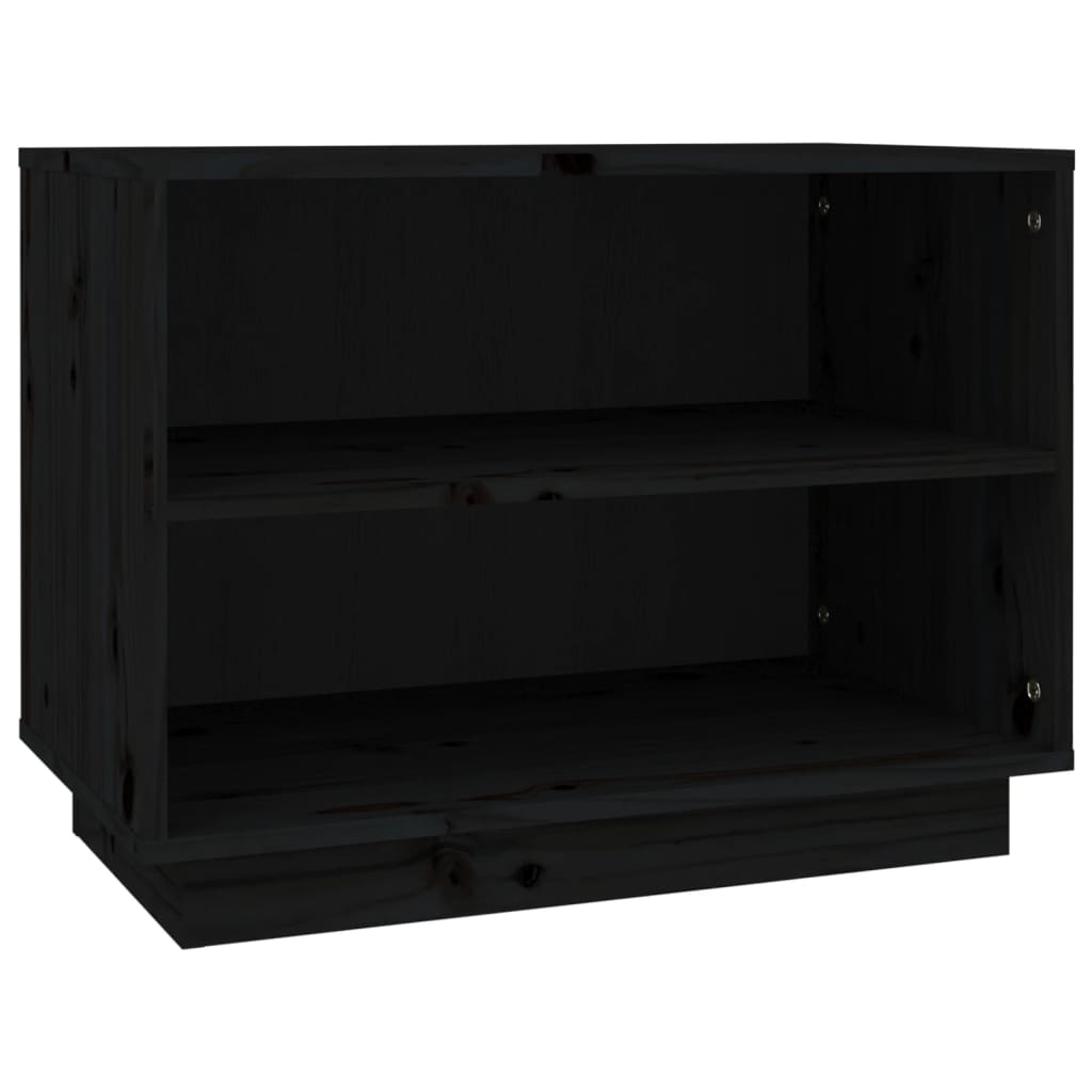 Armario Zapatero De Madera Maciza De Pino Negro 60x34x45 Cm / Vetonek_2