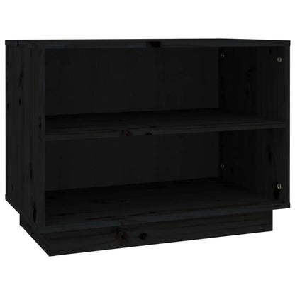 Armario Zapatero De Madera Maciza De Pino Negro 60x34x45 Cm / Vetonek_2