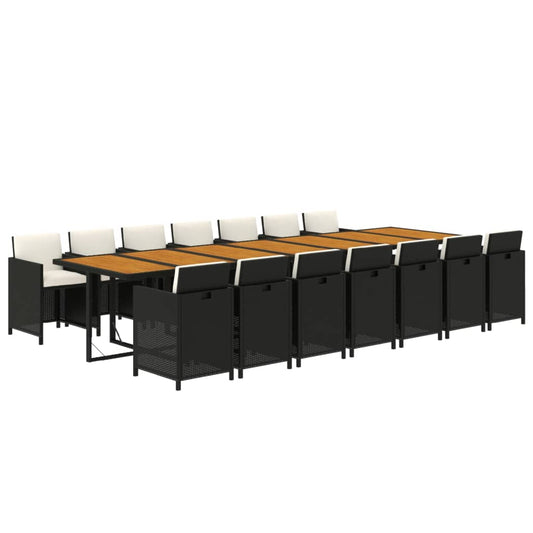 Vidaxl Set Comedor De Jardín Con Cojines 15 Pzas Ratán Sintético Negro_0