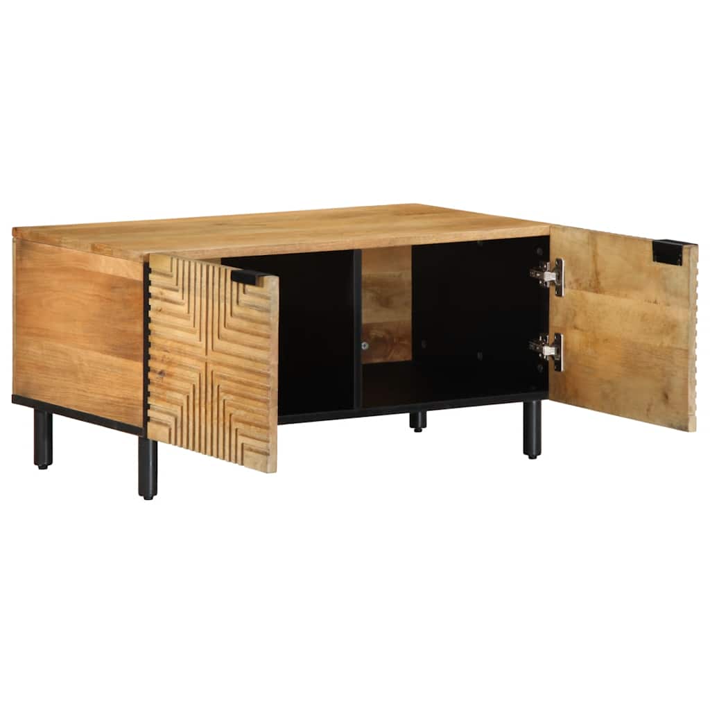 Mesa De Centro Marrón 80x50x40 Cm Madera Maciza Mango_1