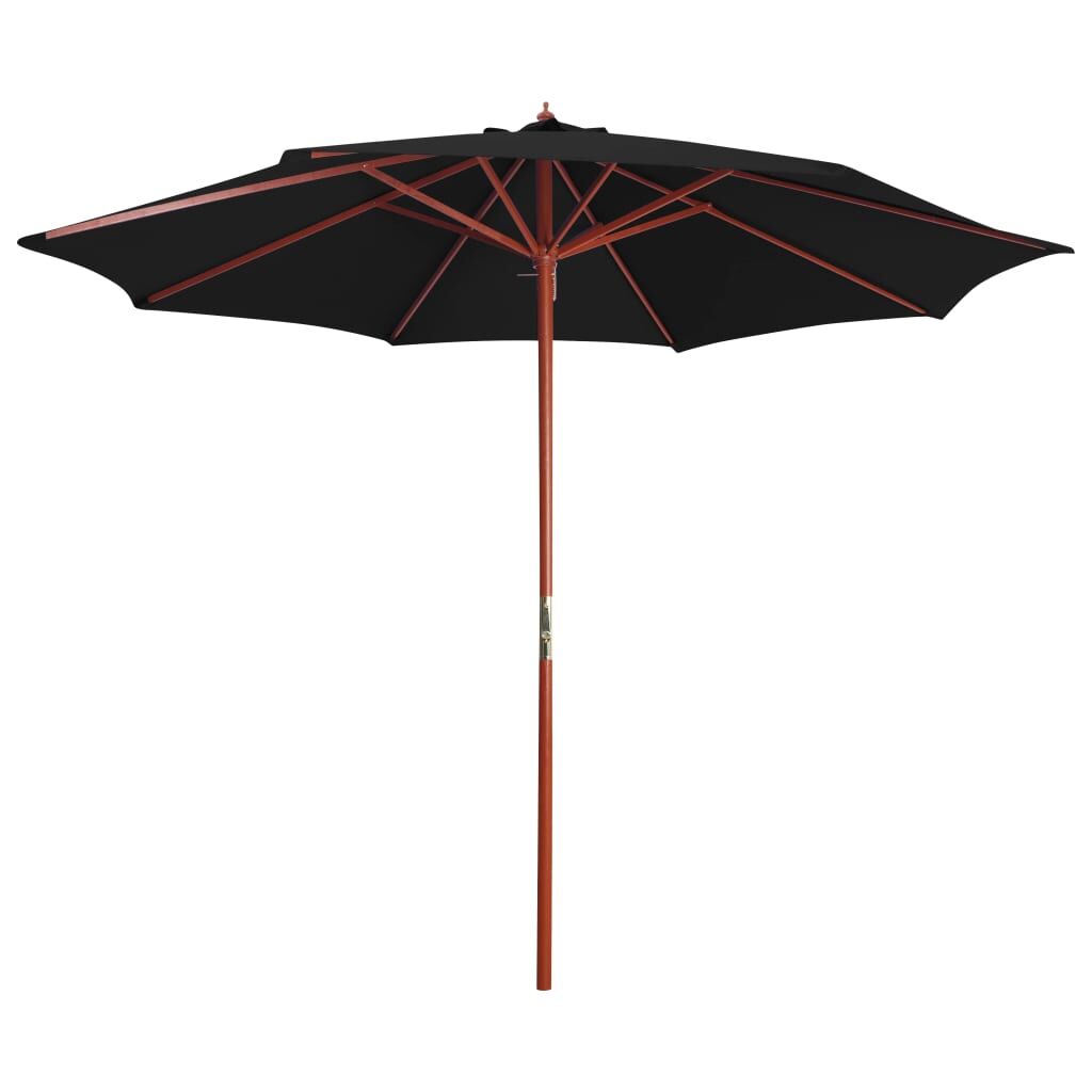 Vidaxl Sombrilla De Jardín Con Palo De Madera Negro 300x258 Cm_0