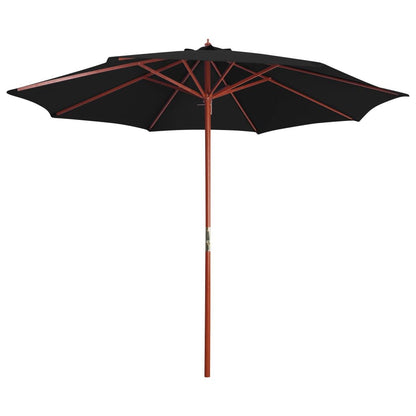 Vidaxl Sombrilla De Jardín Con Palo De Madera Negro 300x258 Cm_0