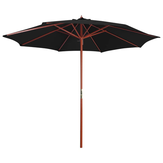 Vidaxl Sombrilla De Jardín Con Palo De Madera Negro 300x258 Cm_0