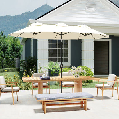 Outsunny Sombrilla Doble 295x152x222 Cm Con Inclinación De 45° Manivela Crema_4