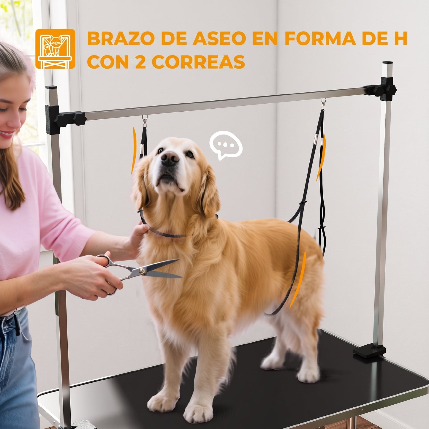 Pawhut Mesa De Peluquería Para Mascotas Plegable 107x60x170 Cm Negro_5