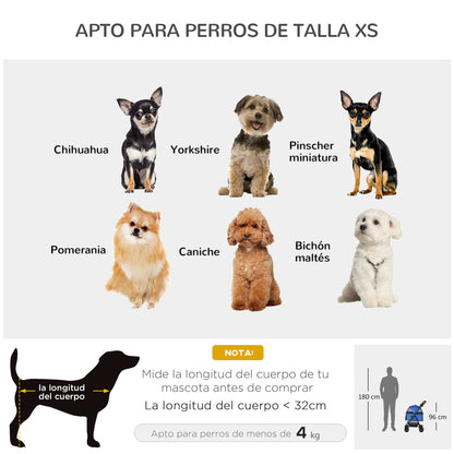 Pawhut Cochecito Para Perros Plegable Con Ruedas Universales 67x45x96 Cm Azul_3