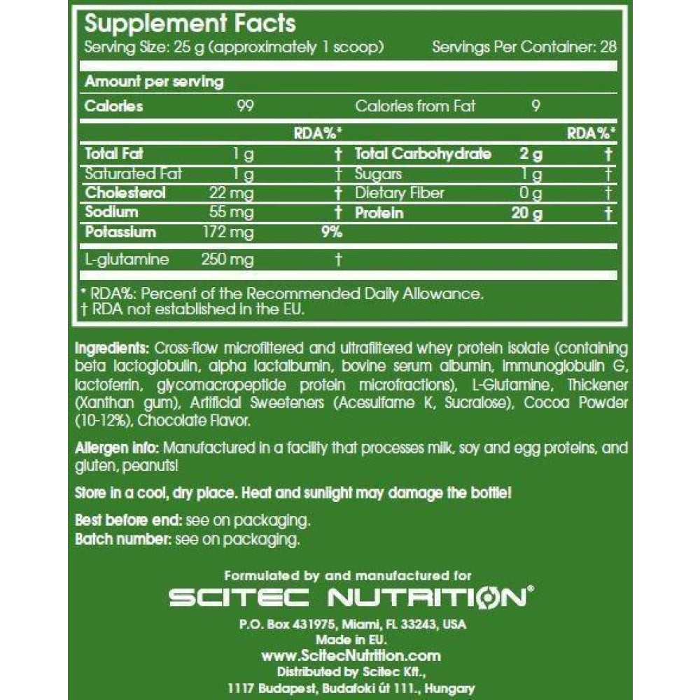 100% Whey Isolate 700 Gr Chocolate