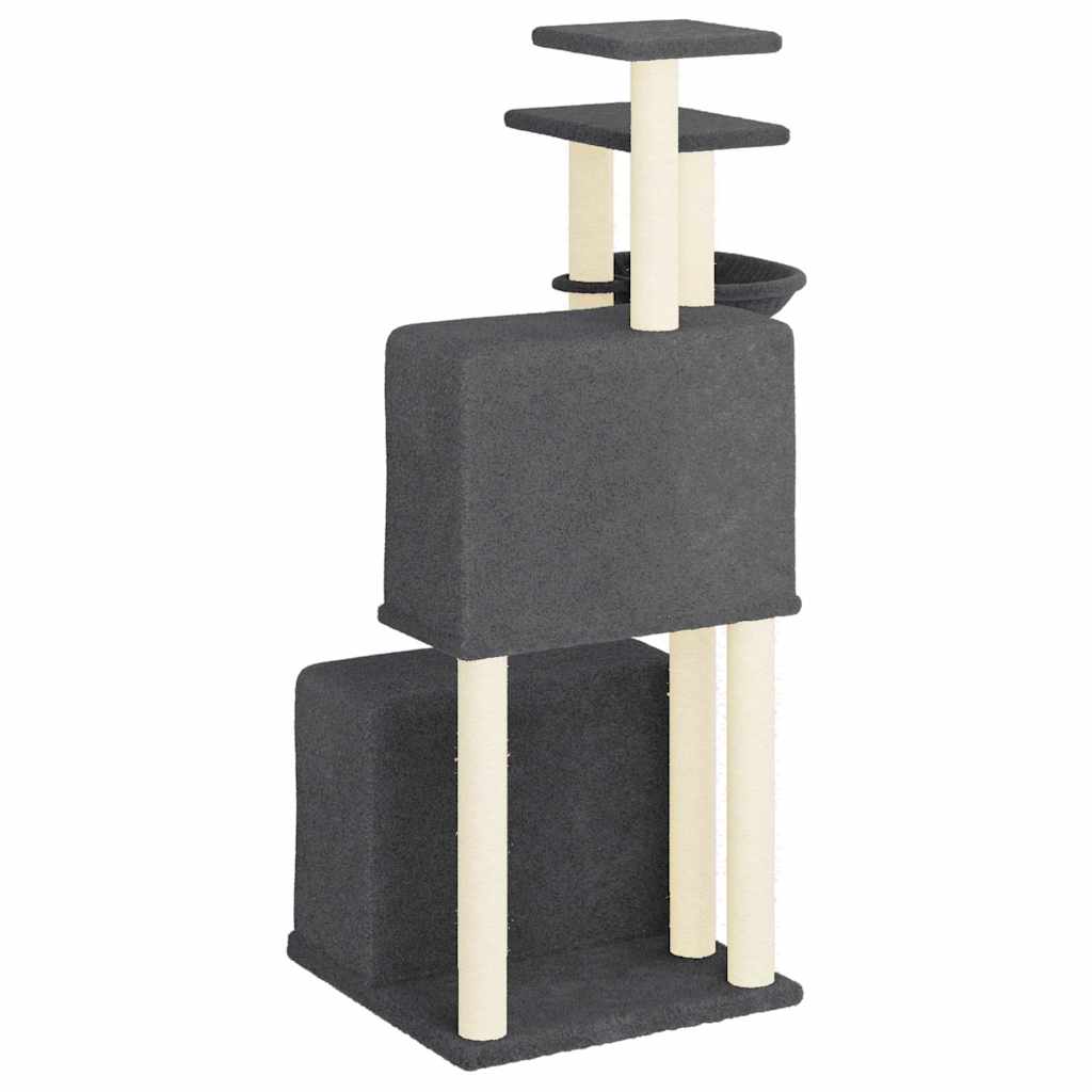 Rascador Para Gatos Con Postes De Sisal Gris Oscuro 122 Cm_4