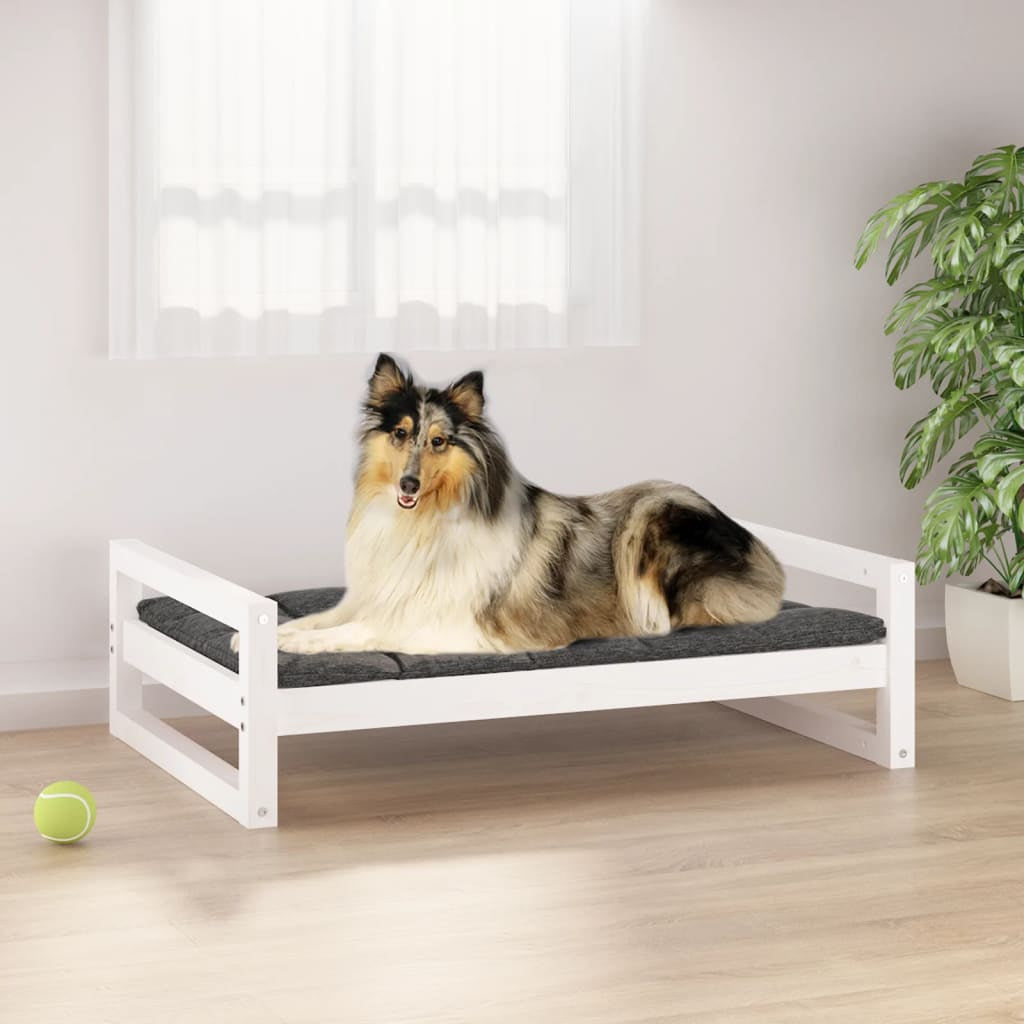 Vidaxl Cama Para Perros Madera Maciza De Pino Blanco 95,5x65,5x28 Cm_1