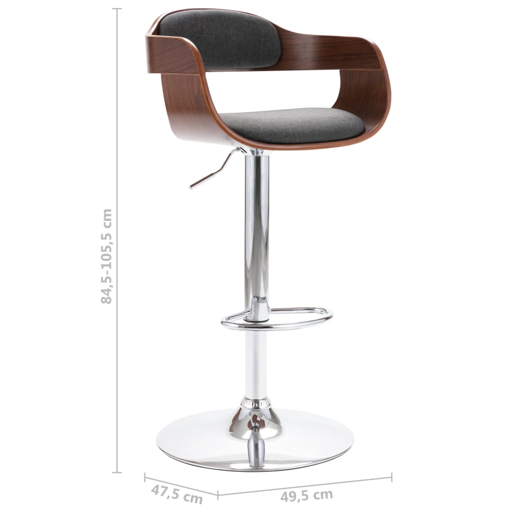 Taburete De Cocina Madera Contrachapada Y Tela Gris_5