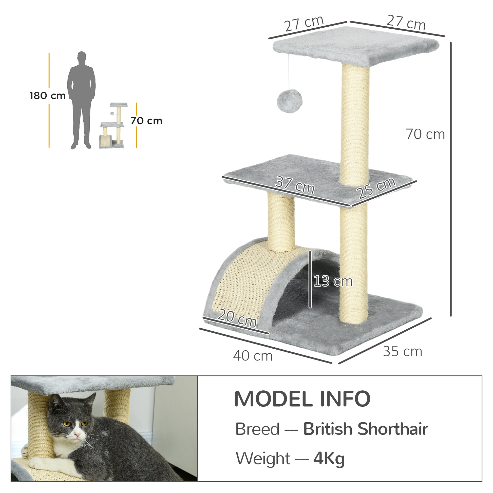 Pawhut Árbol Rascador Para Gatos Mediano_2