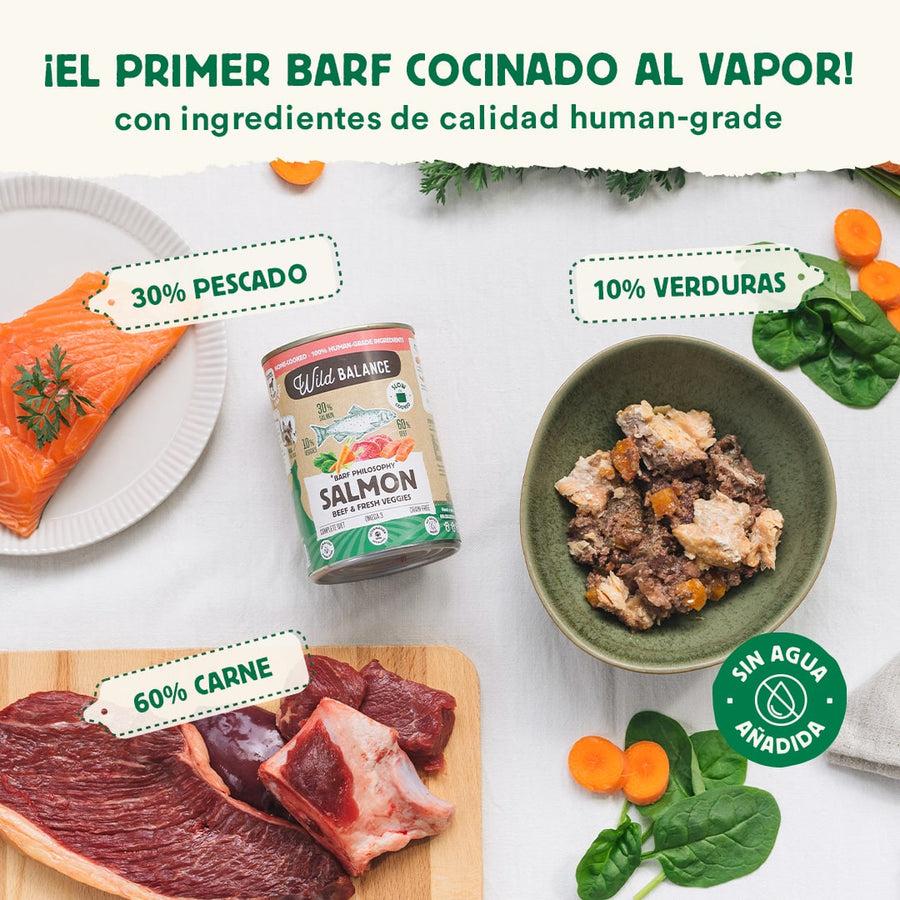 Lata de Salmón y Ternera BARF para perros Wild Balance 400 g