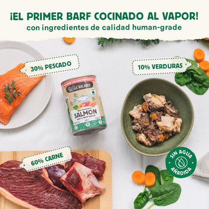 Lata de Salmón y Ternera BARF para perros Wild Balance 400 g