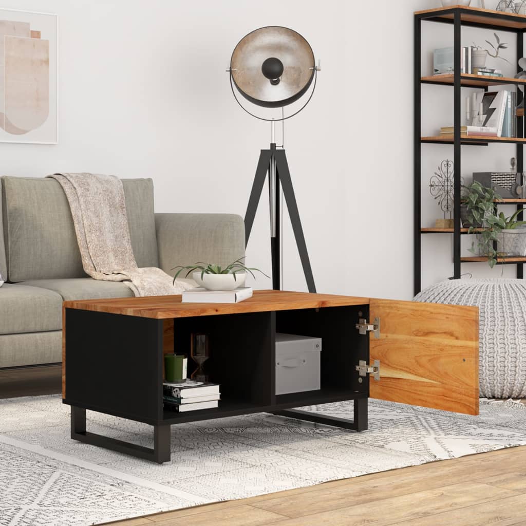 Mesa De Centro Madera Maciza Acacia Y Contrachapada 80x50x40 Cm_1