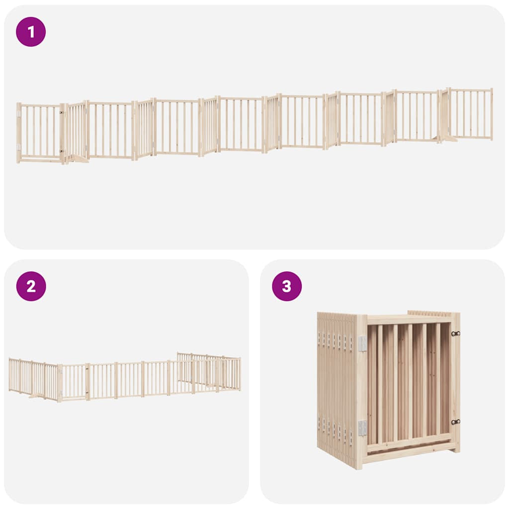 Vidaxl Puerta Para Perros Plegable 15 Paneles Madera De Álamo 750 Cm_4