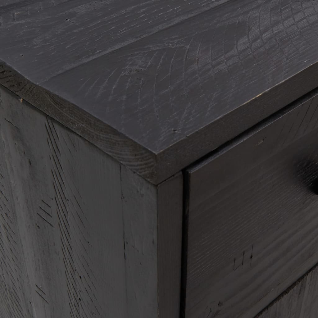 Aparador De Madera Maciza De Pino Negro 110x35x70 Cm / Vetonek_1