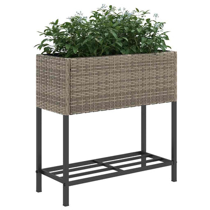 Jardinera Con Estante Ratán Sintético Gris_3