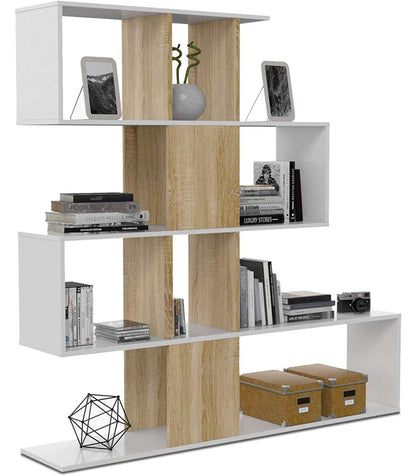 Estanteria Zig Zag En Blanco Artik Y Roble Canadian 145 Cm(alto)145 Cm(ancho)29 Cm(fondo) ._0