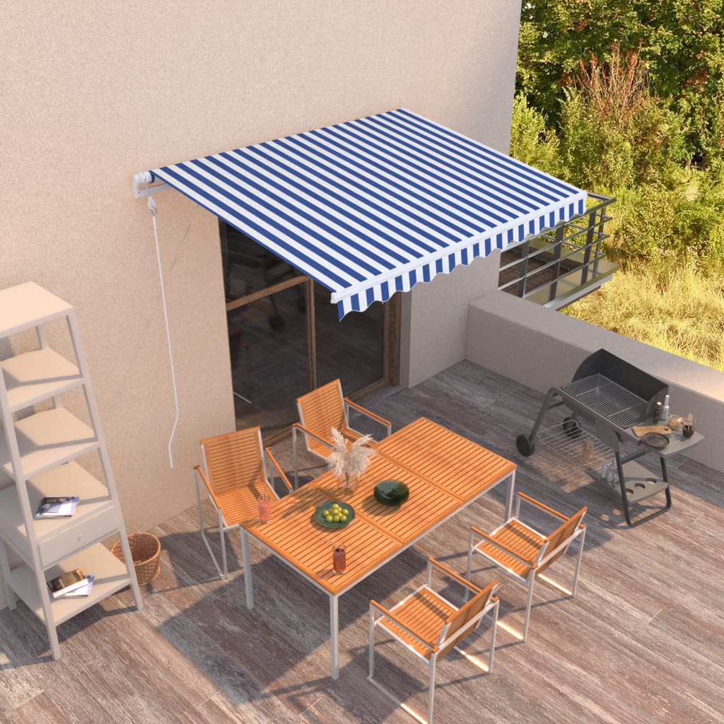 Toldo Automático Retráctil Azul Y Blanco 300x250 Cm_1