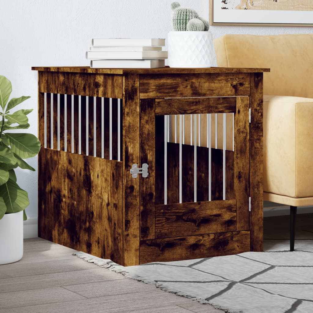 Jaula Para Perros Madera Ingeniería Roble Ahumado 64,5x80x71 Cm_1