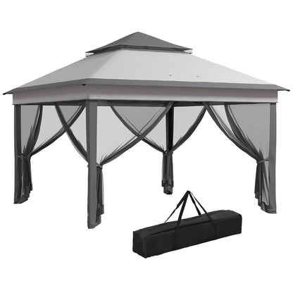 Outsunny Carpa Plegable 3,26x3,26x2,72 M Con Doble Techo Altura Ajustable Gris_0