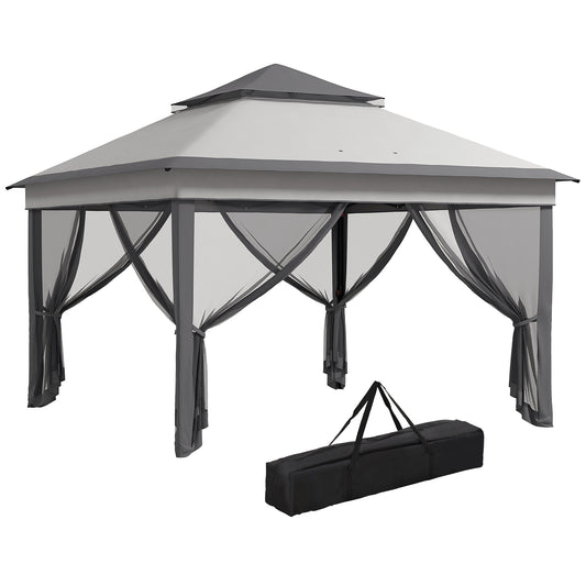 Outsunny Carpa Plegable 3,26x3,26x2,72 M Con Doble Techo Altura Ajustable Gris_0
