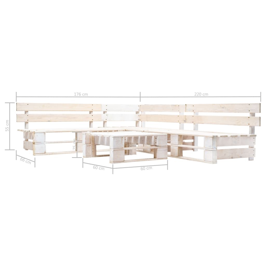 Vidaxl Set De Muebles De Jardín De Palets 4 Piezas Madera Blanco_2