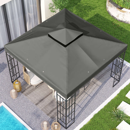 Outsunny Techo De Repuesto Para Cenador 3x3 M Con Techo Doble Anti-uv Gris_4