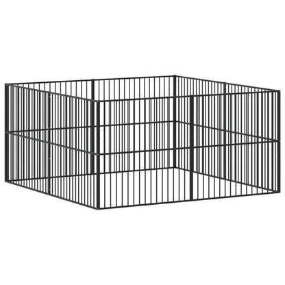 Vidaxl Corralito Para Perros Con 8 Paneles Acero Galvanizado Negro_5