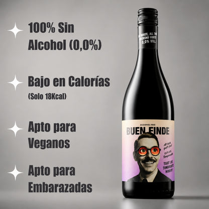 Vino Sin Alcohol 0,0% Tinto Tempranillo Pack 6 Botellas 750 Ml | Vino Tinto Desalcoholizado Equilibrado Y Afrutado_1