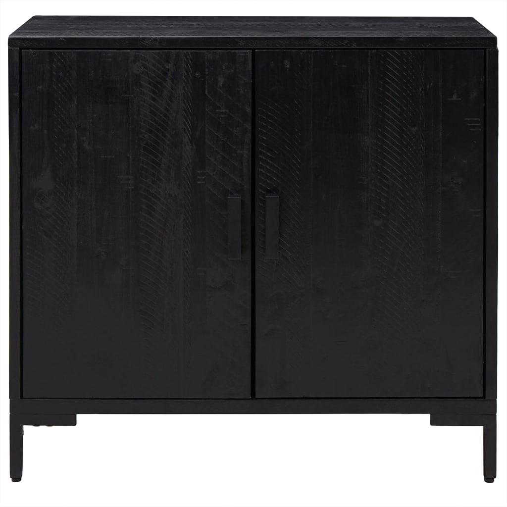 Aparador De Madera Maciza De Pino Negro 75x35x70 Cm / Vetonek_5