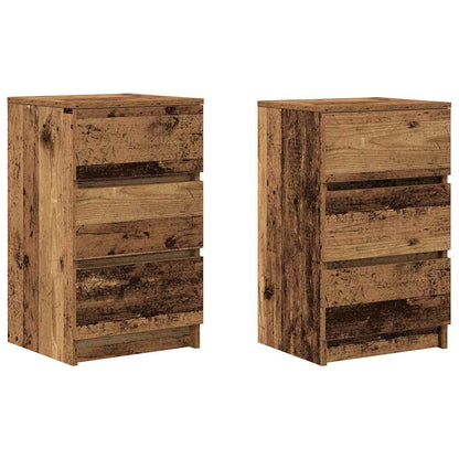 Mesillas De Noche Con 3 Cajones 2 Uds Madera Vieja 39x35x65 Cm_0