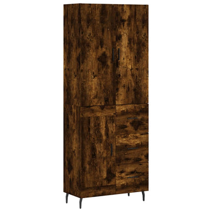 Aparador Alto Madera Contrachapada Roble Ahumado 69,5x34x180 Cm_1