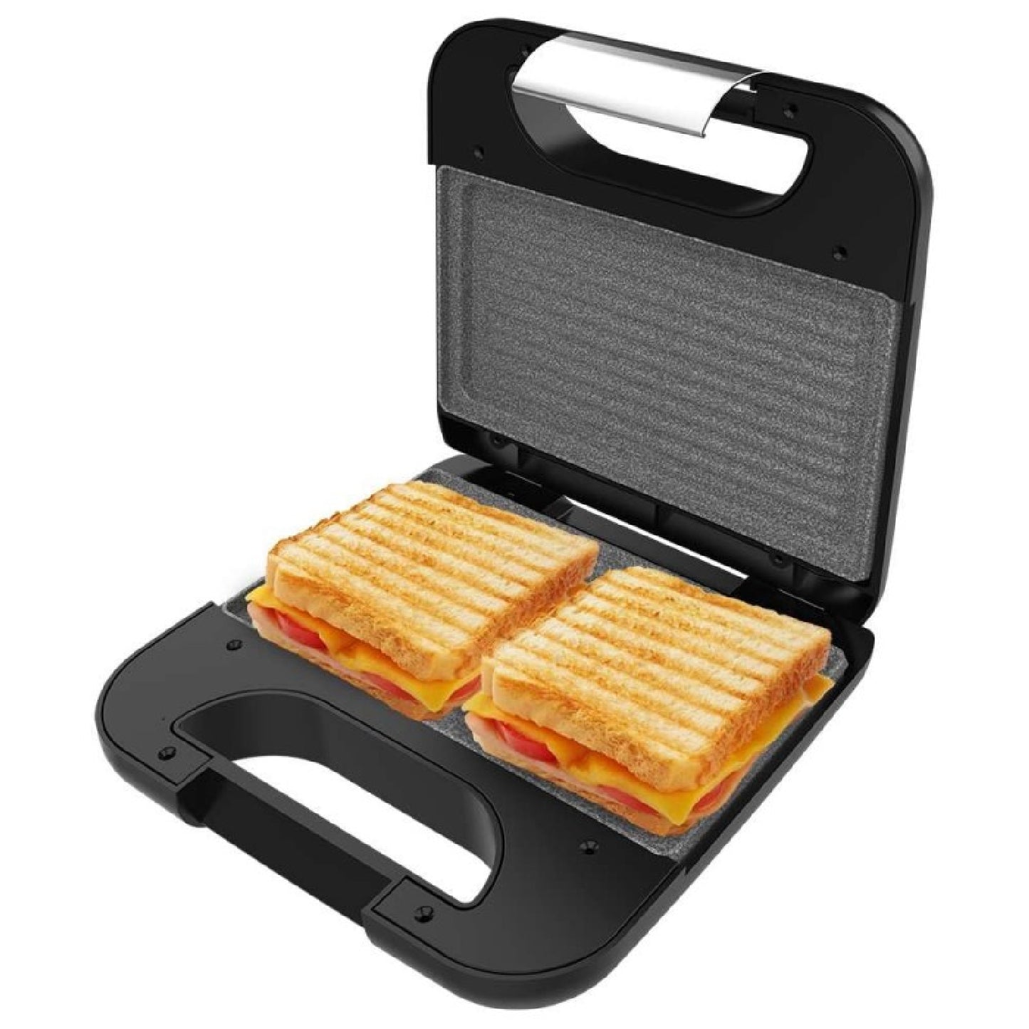 Sandwichera Rock'ntoast Grill +, 800w De Potencia, Revestimiento Piedra Rockstone, Antiadherente, Acero Inoxidable, Revestimiento Ecológico Libre Pf_2