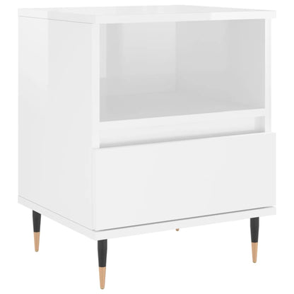 Mesitas Noche 2 Uds Madera Ingeniería Blanco Brillo 40x35x50 Cm_3