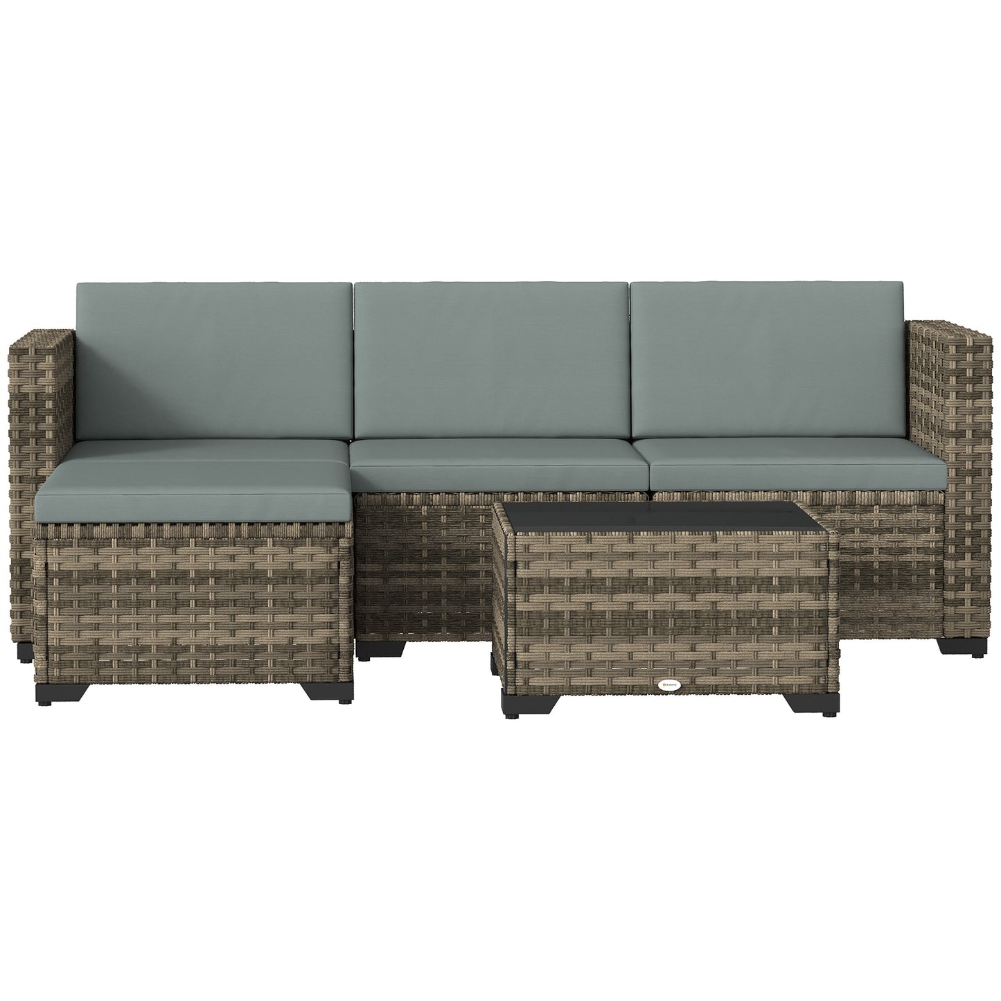 Outsunny Conjunto Muebles Jardín Exterior De Ratán 5 Piezas Cojines Gris Claro_3