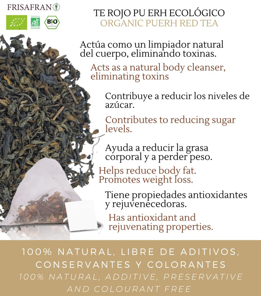 Té Rojo Pu Erh Adelgazante Ecológico En Pirámides | Calidad | Frisafran 15 Uds_1