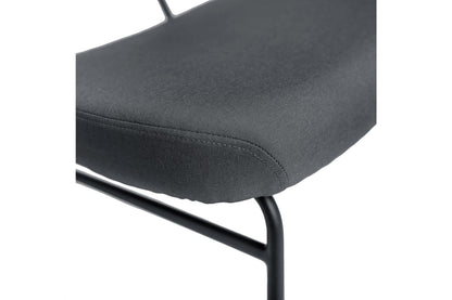 Sillón Reclinable Bajo Sentado Salón Tela Gris Patas De Metal Negro Vintage 66x65x67,5cm- Muebles De Salón_3
