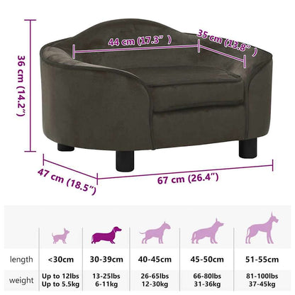 Vidaxl Sofá Para Perros Felpa Gris Oscuro 67x47x36 Cm_2