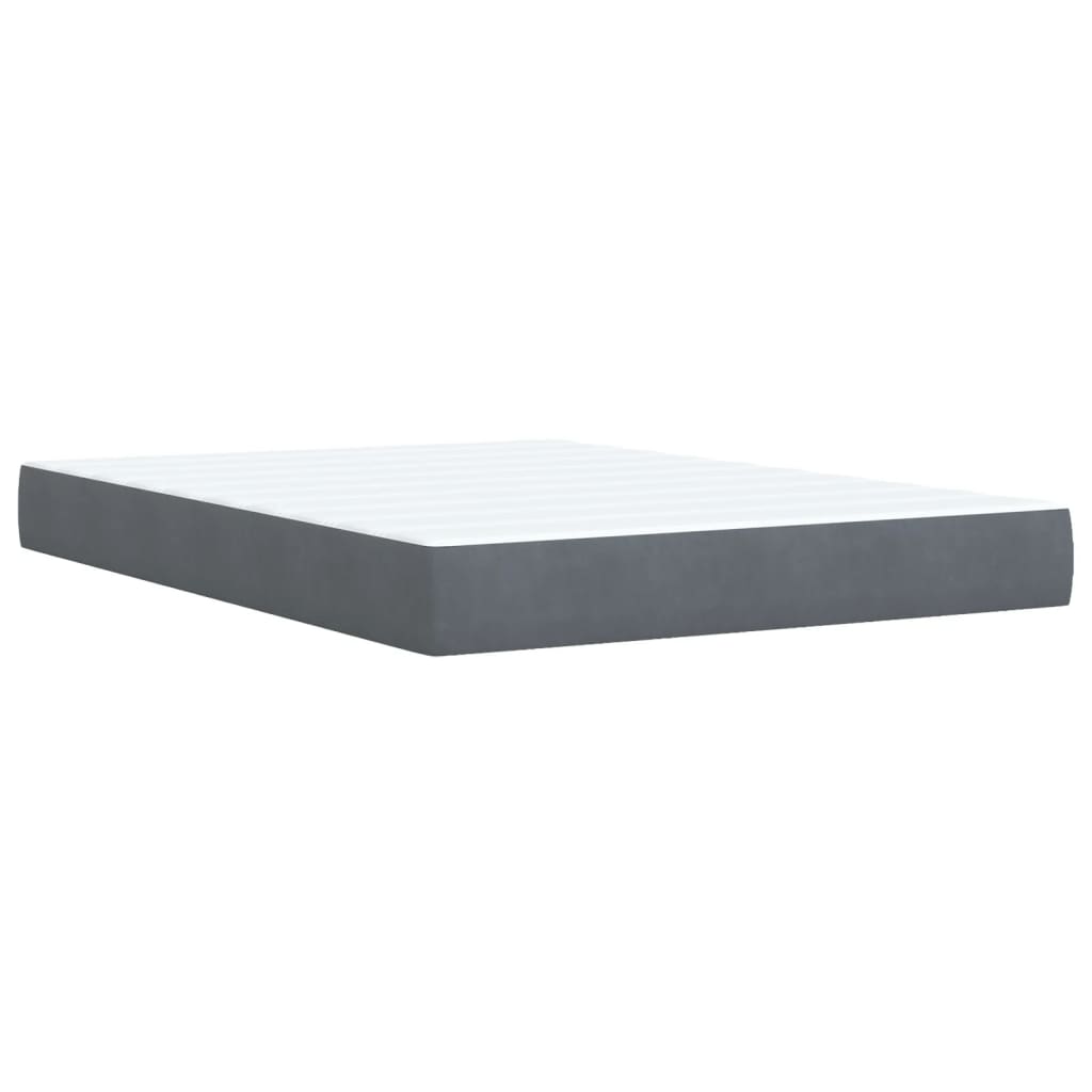 Cama Box Spring Con Colchón Terciopelo Gris Oscuro 140x190 Cm / Vetonek_0
