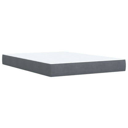 Cama Box Spring Con Colchón Terciopelo Gris Oscuro 140x190 Cm / Vetonek_0