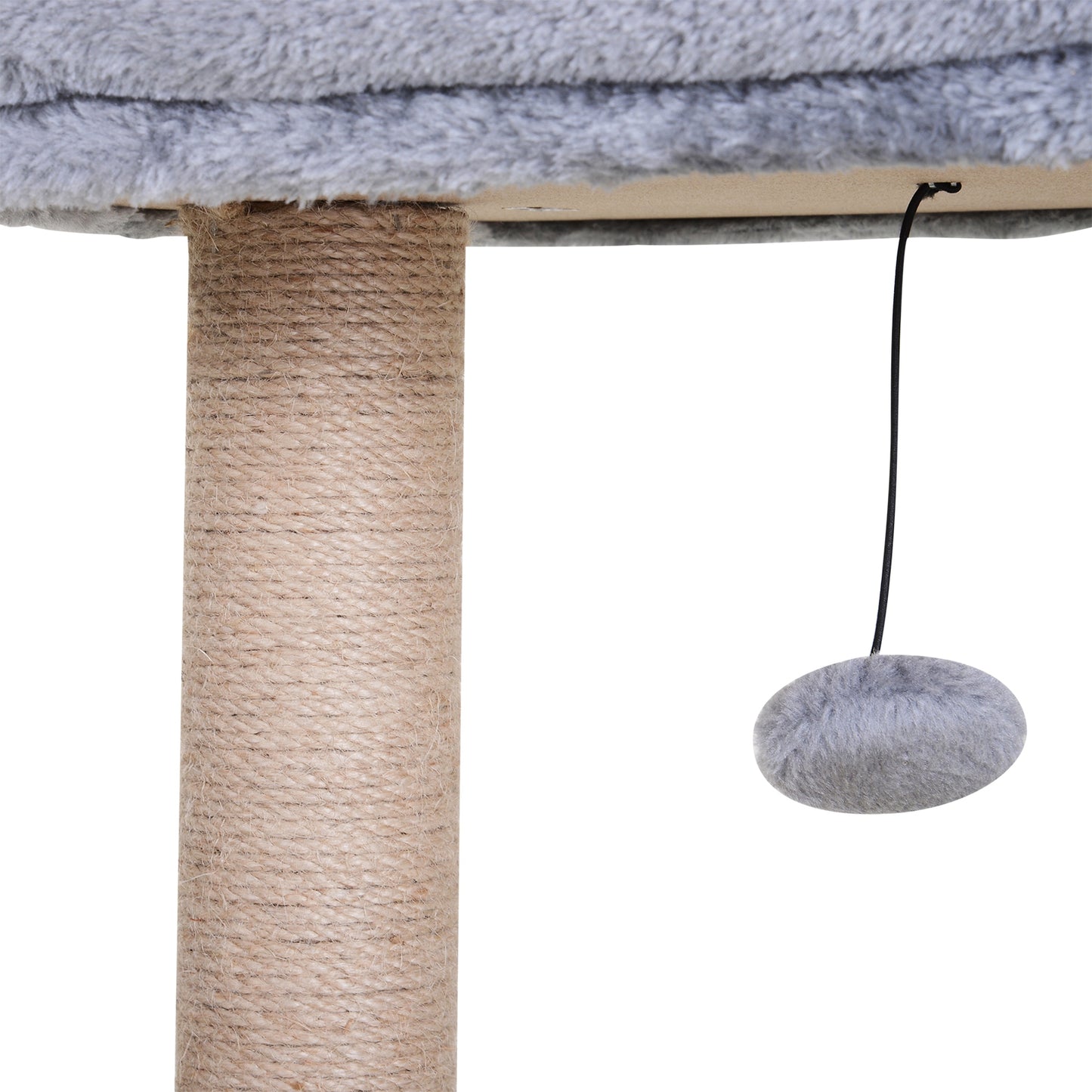 Pawhut Árbol Rascador Para Gatos De 92 Cm Con 2 Cuevas Bola Colgantes Gris_4