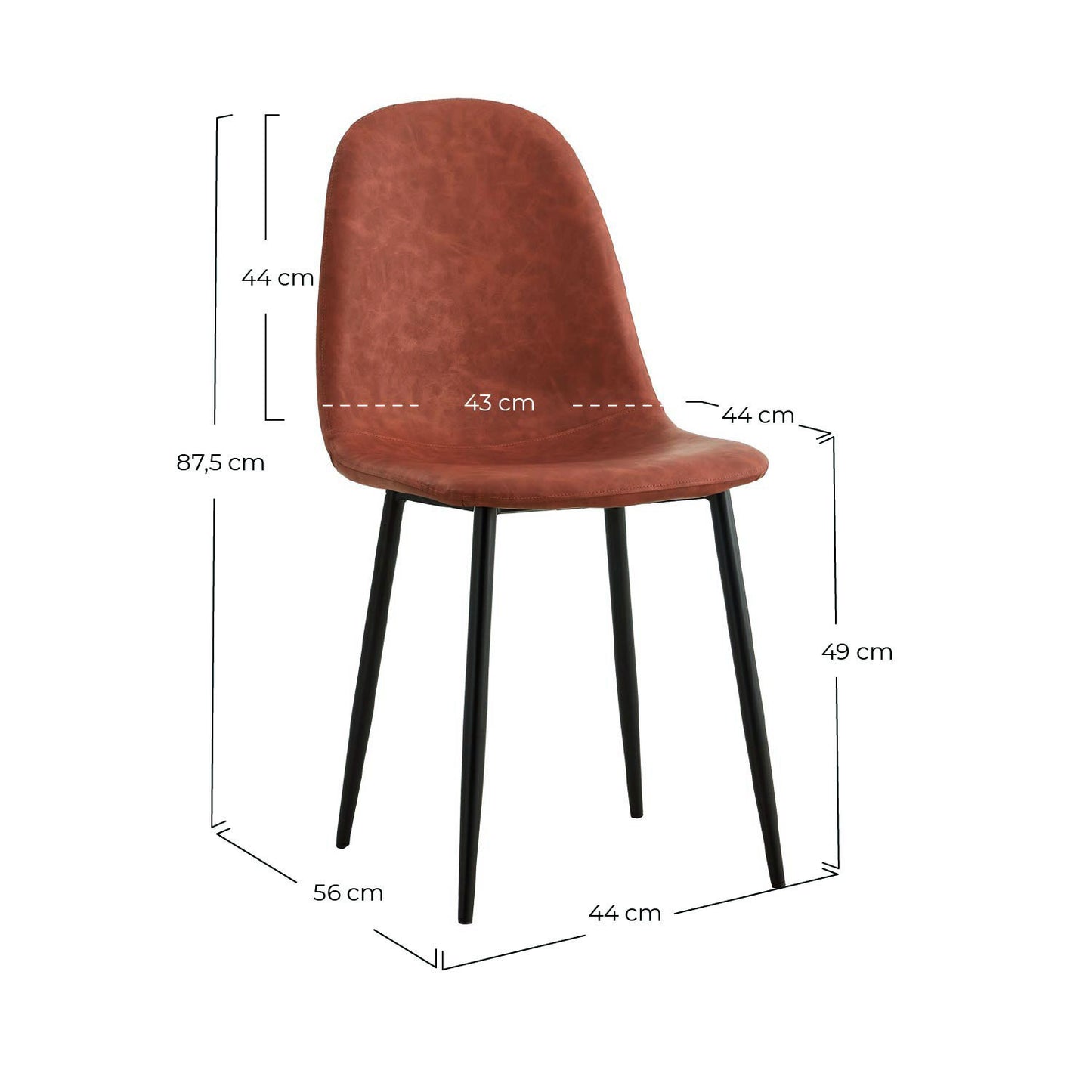 Silla De Comedor De Piel Mera 56x44x87.5cm Thinia Home_5