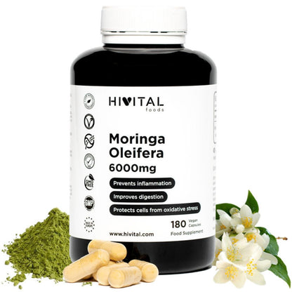 Moringa oleifera 6000 mg 180 cápsulas veganas Hivital