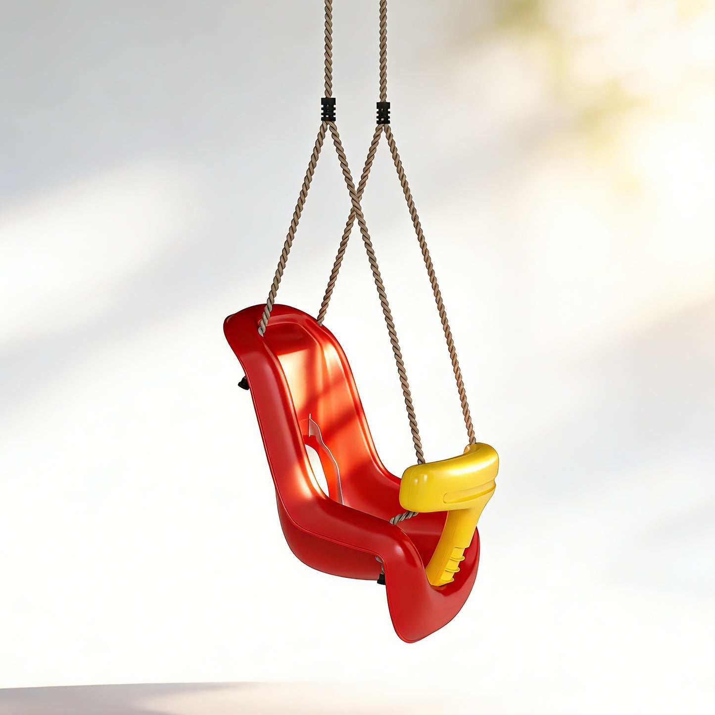 Aiyaplay Columpio Infantil Cuerda Ajustable Con Respaldo Alto Barandilla Rojo_3