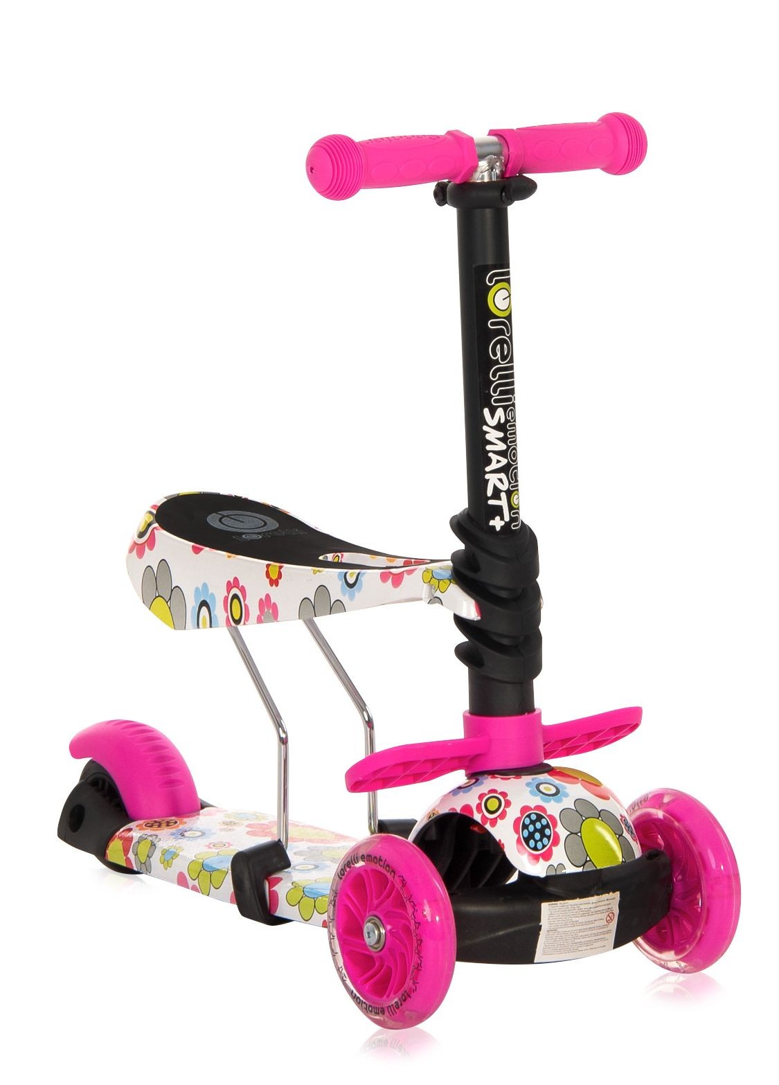 Patinete Infantil Con Asiento Y Respaldo Smart Plus Pink Flowers_1