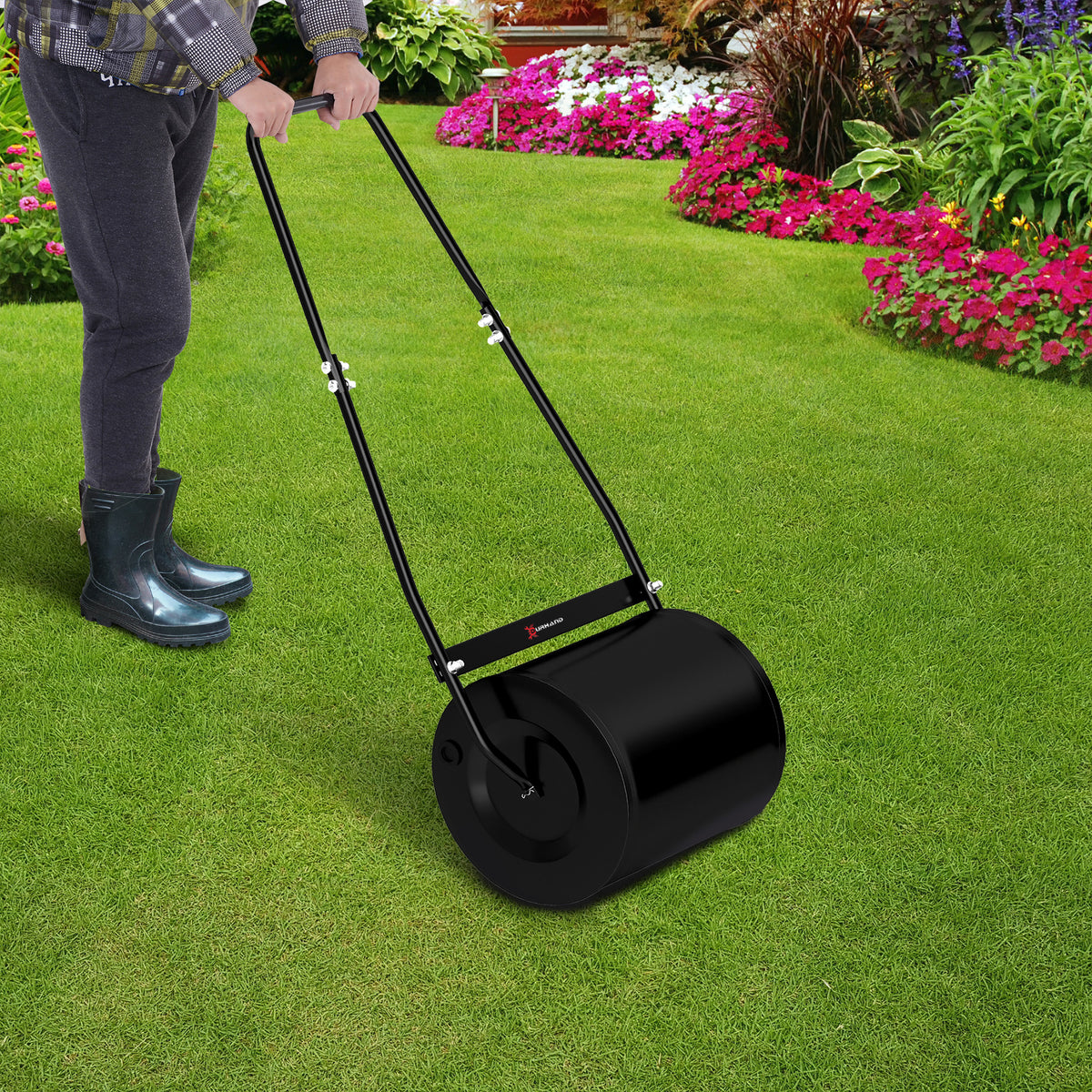 Rodillo De Césped Durhand Negro 30l Llena De Agua 50x32x108cm Acero_1