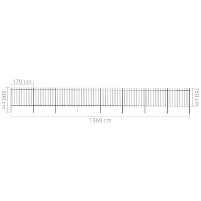 Valla De Jardín Con Puntas De Lanza Acero Negro 13,6x1,5 M / Vetonek_2