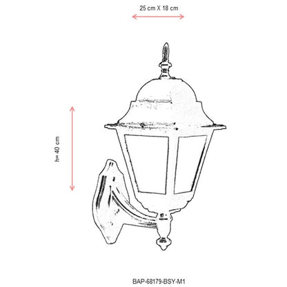 Aplique De Pared Para Exterior, Abs , Negro, 25x18x36, Casquillo E 27 Max 60 W_2
